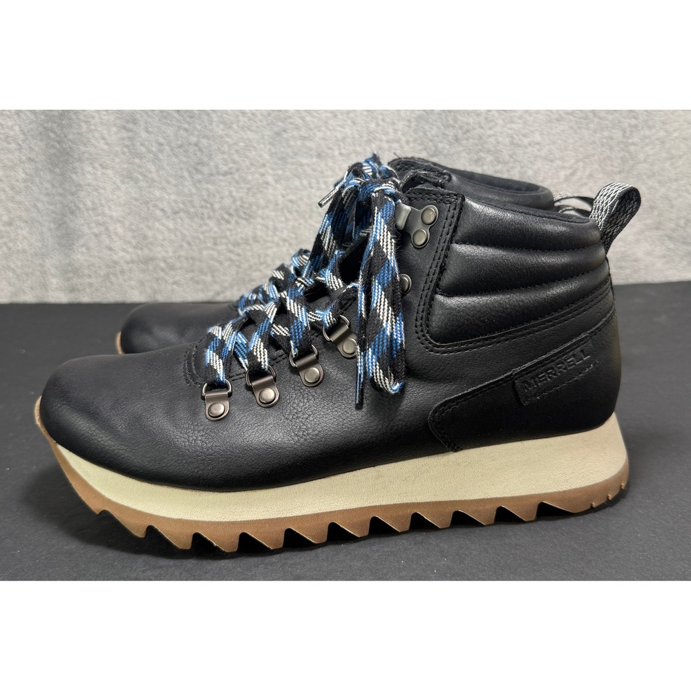 Merrell Alpine Hiker Boots Womens 9.5 Black Leather Ripple Sole J001614